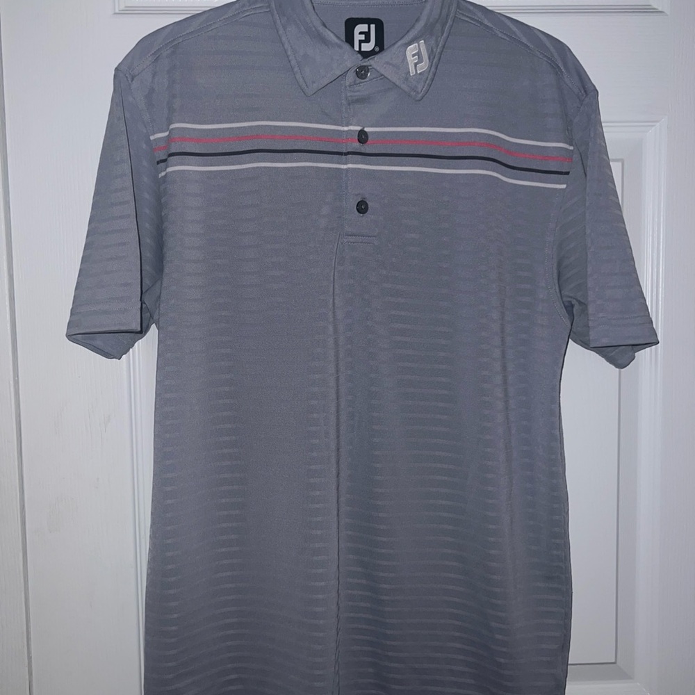 FootJoy Gray and Red Performance Polo Shirt